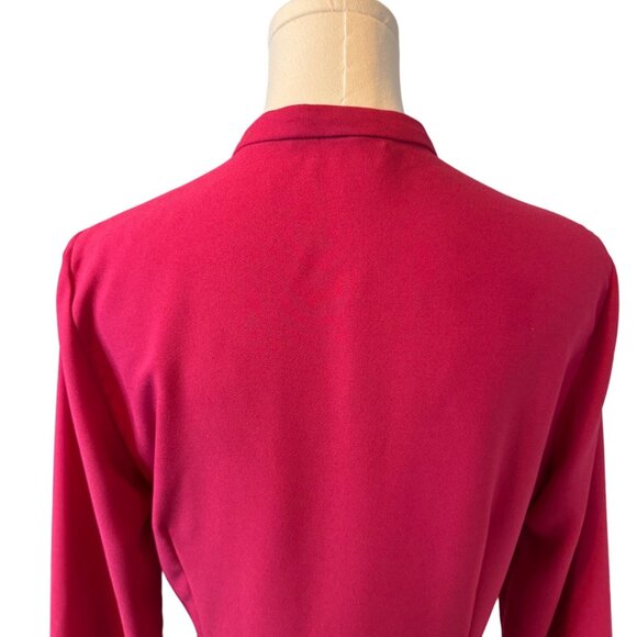 ZARA M Vintage-Inspired Fuchsia Dress Button Front & Long Sleeves - Picture 11 of 15